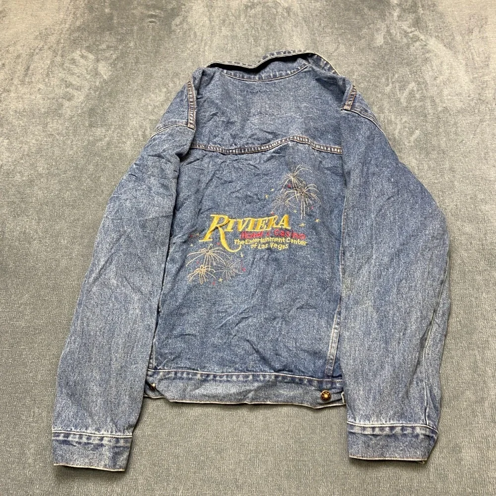 Vintage Circe Las Vegas Riviera Hotel & Casino Trucker Jacket Mens Medium Blue